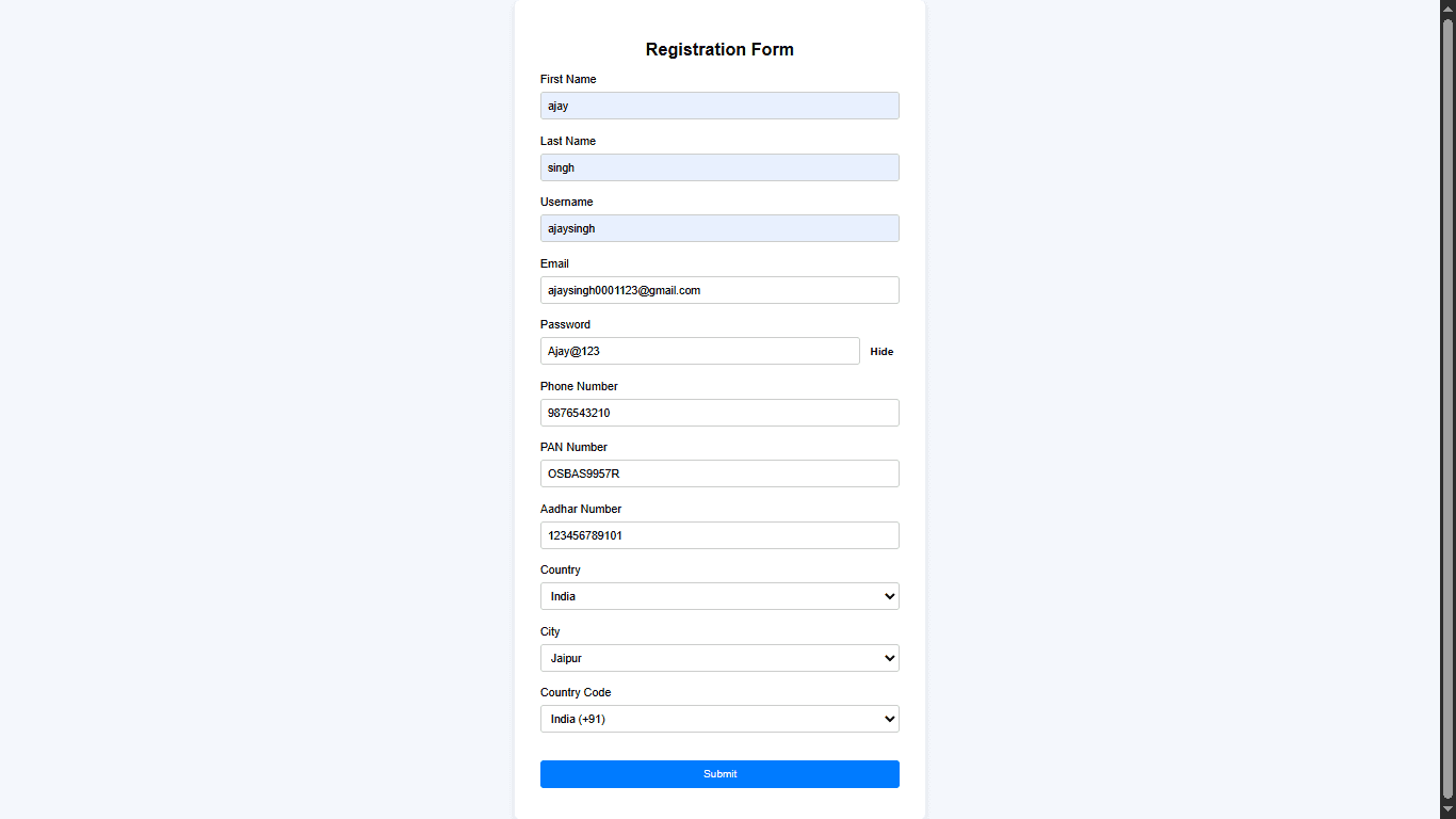 Registration Page